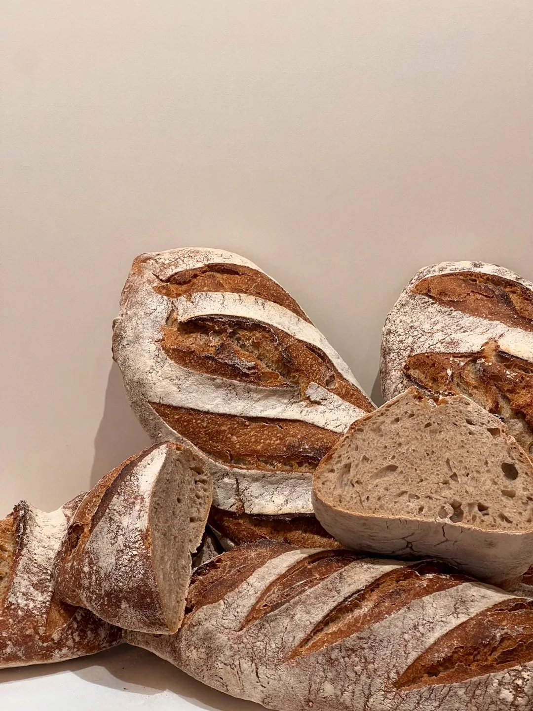 Buckwheat bread cut open, showing its characteristic crumb